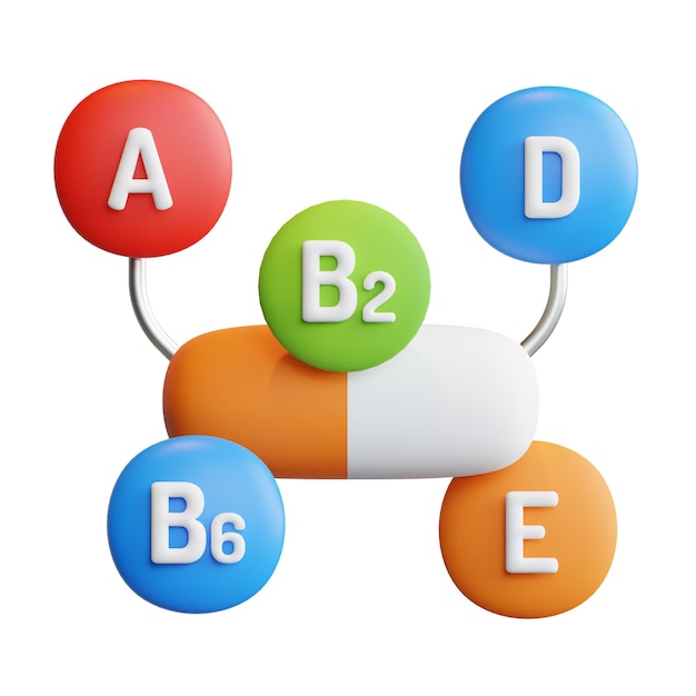 PSD 3 d マルチビタミン医療コンセプト透明な高品質のレンダリング図