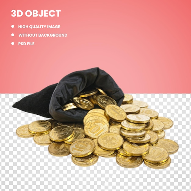 3d munt geldzak goud