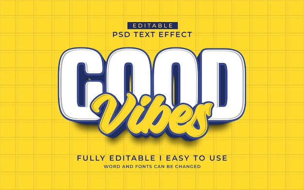 3D-muokattava good vibes -tekstitehostetyylimallipohja