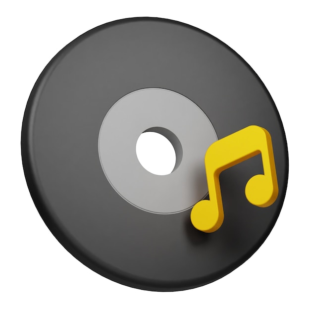 3d music disk icon isolated on the transparent background