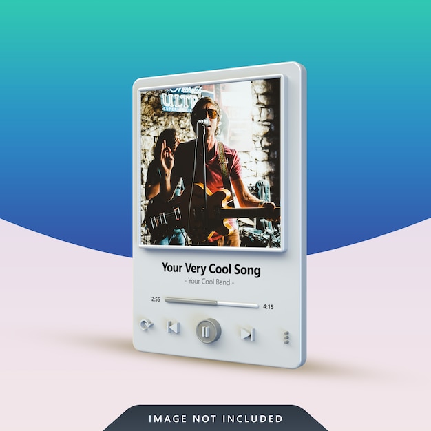 3d music player design for social media post