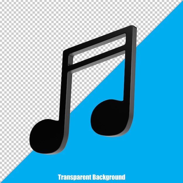 3d musical note on a transparent background