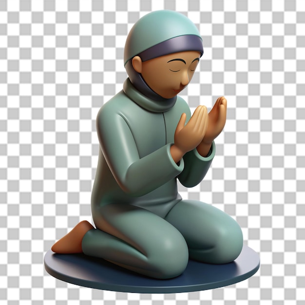 PSD 3d muslim praying silhouette png