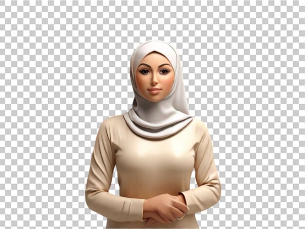 PSD 3d muslim woman in front of golden wall on transparent background