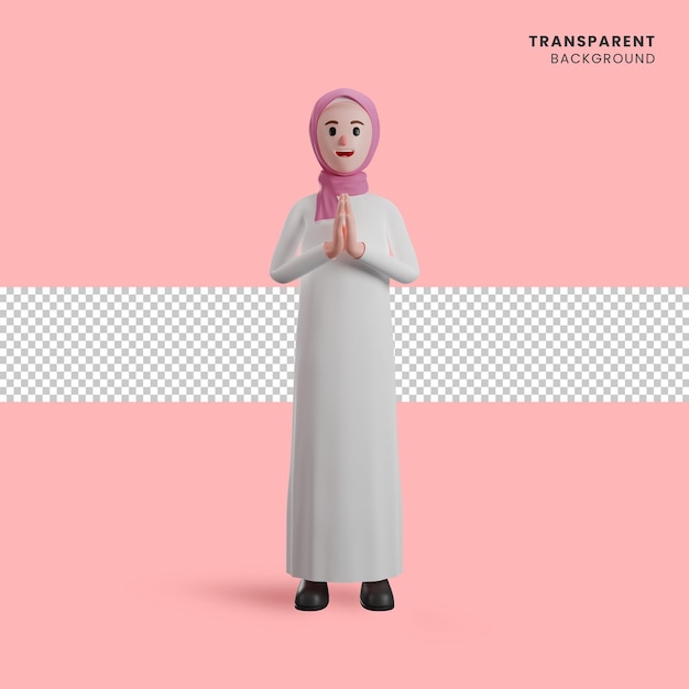 3d muslim women shows greeting gesture