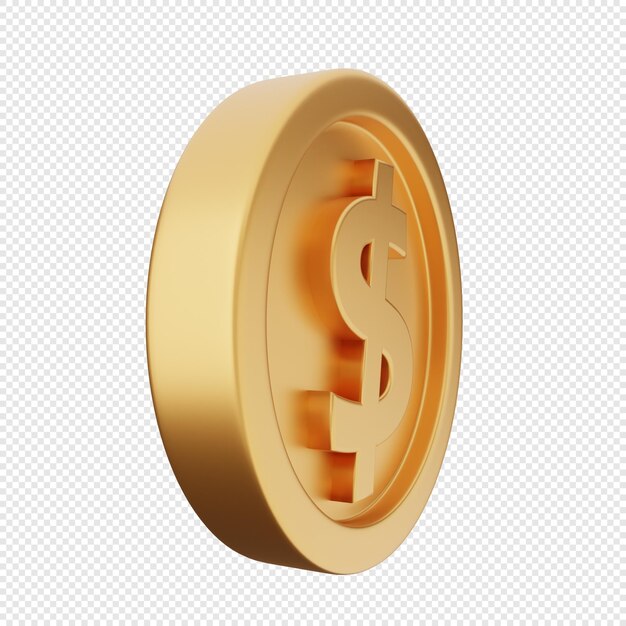 3D-mynt dollar penger gull ikon illustrasjon rendering