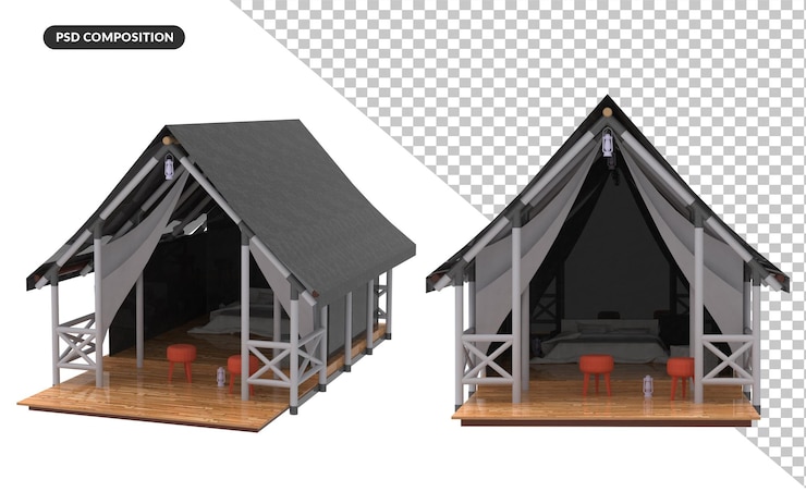 PSD 3d namiot obozowy odizolowany
