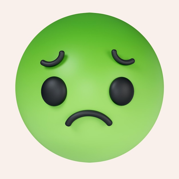 PSD 3d nauseated face emoji with green face sickly face green with concerned eyes and puffed holding