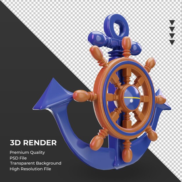 PSD 3d海軍記念日ナウルの国旗レンダリング左側面図