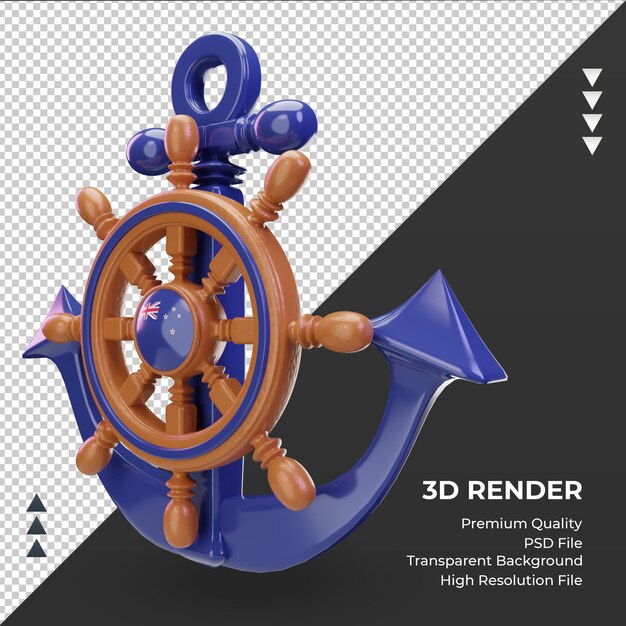 3d navy day bandiera neozelandese rendering vista giusta