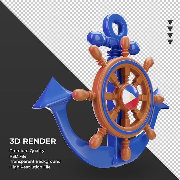 3d海軍記念日フィリピンの旗のレンダリング左側面図