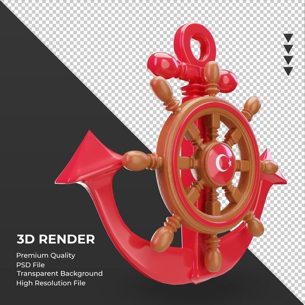 3d navy day bandiera turchia rendering vista a sinistra