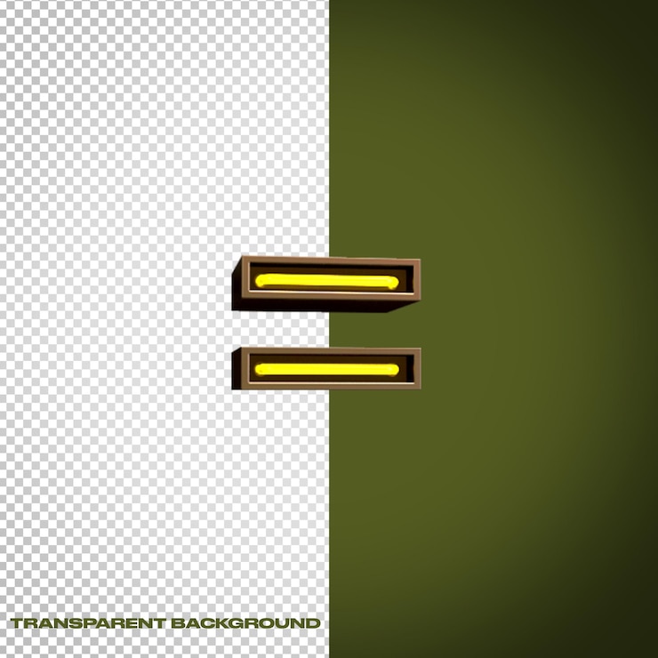 PSD 3d neon equal sign with transparent background