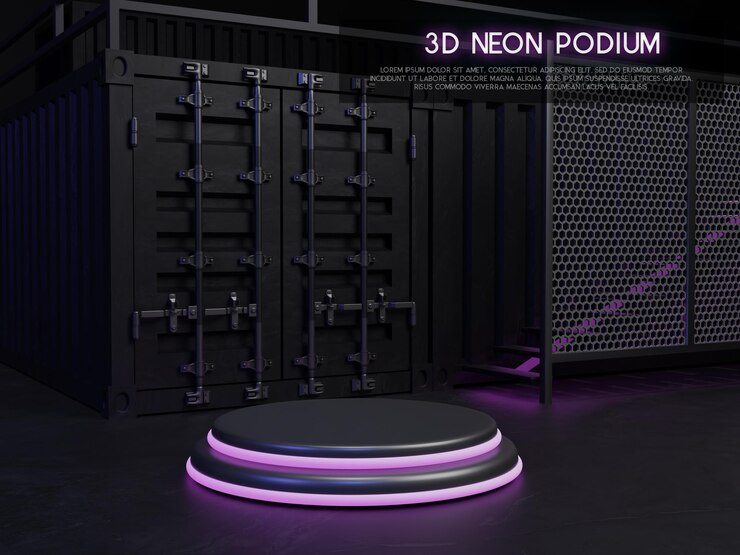 PSD 3d neon light sale podium showcase display