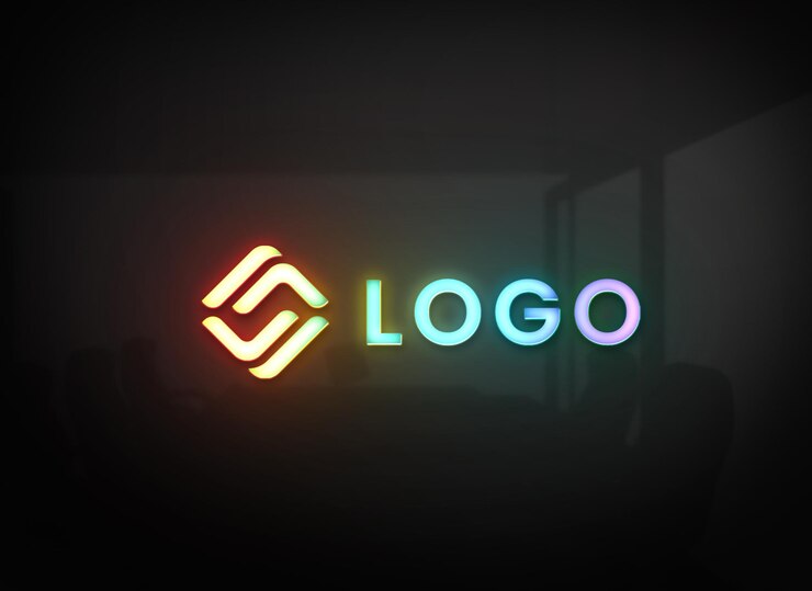 3d neon logo mockup