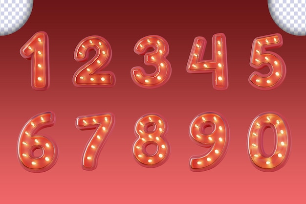 PSD 3d neon number bundle