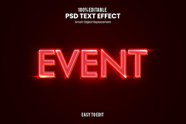 PSD 3d neon text effect template