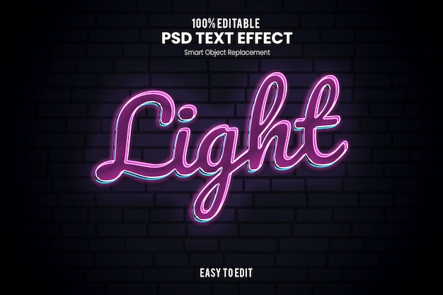 PSD 3d neon text effect template