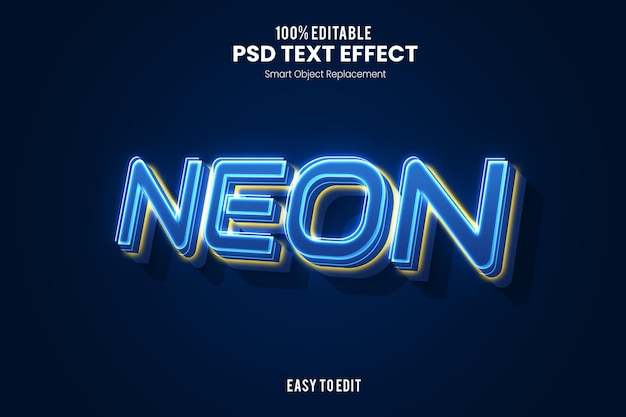 PSD 3d neon text effect template