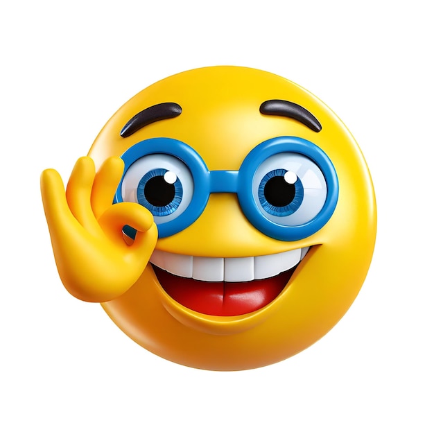 PSD 3d nerd emoji met ok teken