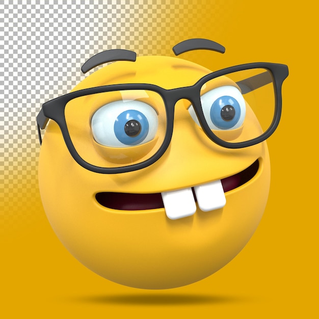 3d nerd eyeglasses emoji. three dimensional render illustration.