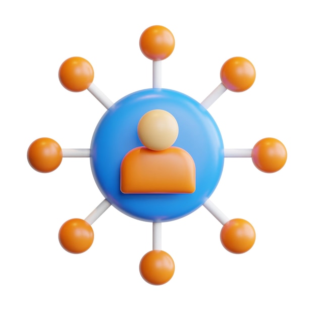 3d network business management concept high quality render illustration and icon