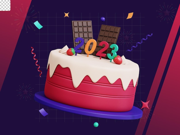 3d new year icon pack cake