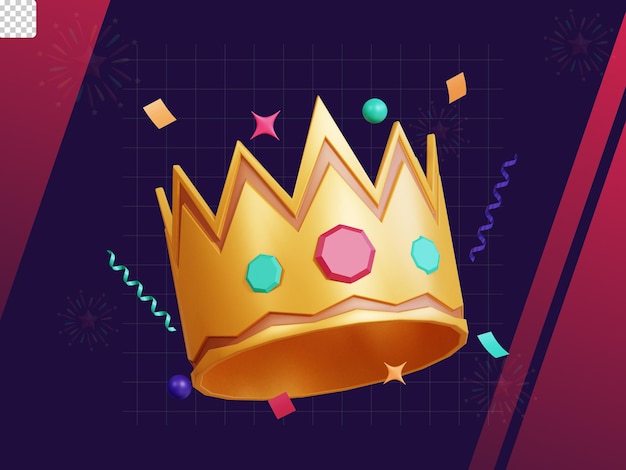 PSD 3d new year icon pack crown