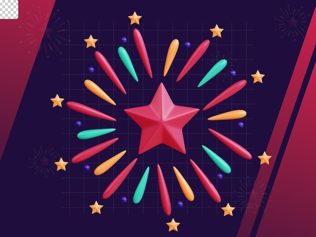 PSD 3d new year icon pack firework rocket