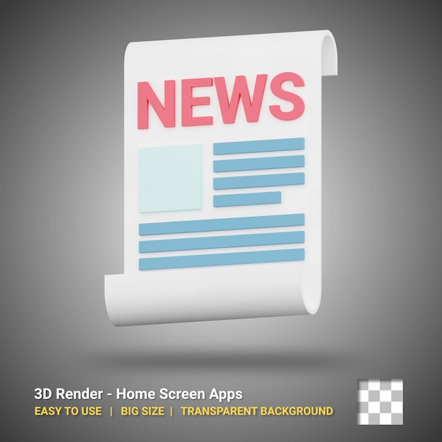 PSD 3d news icon illustration with isolated design