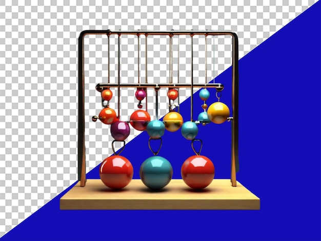 3d newton cradle balance balls on transparent background