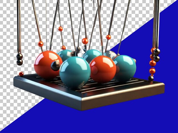 3d newton cradle balance balls on transparent background