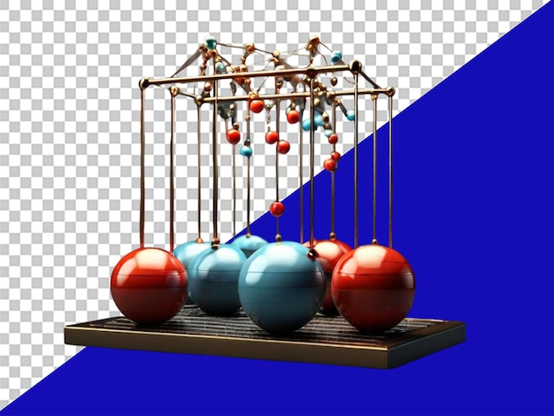 3d newton wieg balansballen op doorzichtige achtergrond