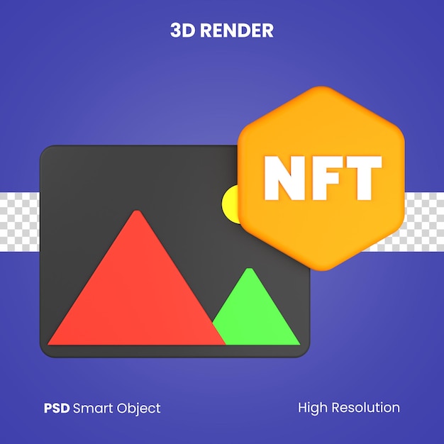 3d nft afbeelding render geïsoleerd