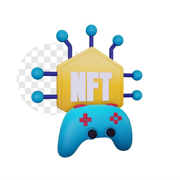 PSD 3d nft gaming with joystick concept illustration