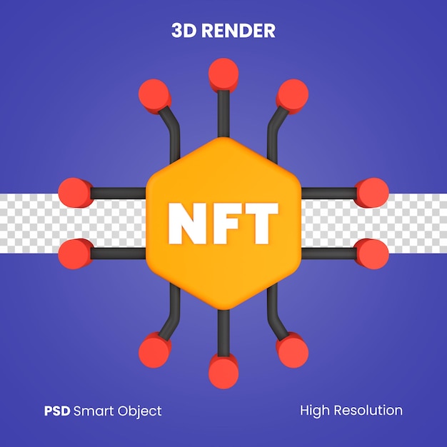 PSD 3d nft system render isolated