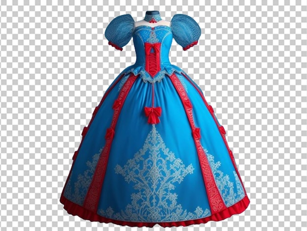 PSD 3d niebieska i czerwona suknia księżniczki