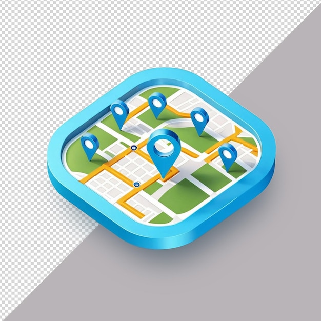 3d niebieski szpilka z mapą lokalizacji odizolowanej na tle