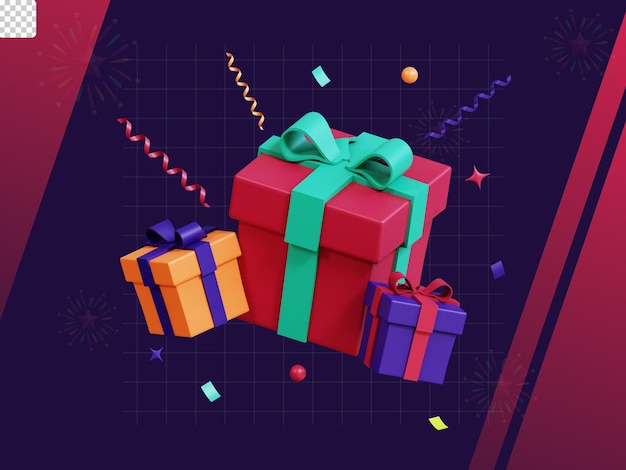 3d nieuwjaar icon pack giftbox nieuwjaar