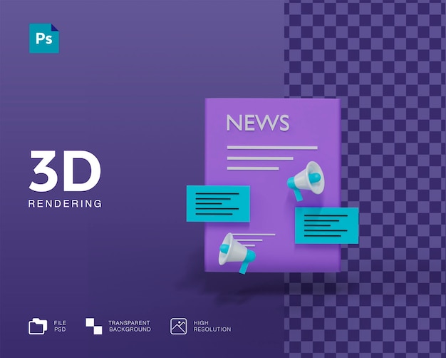 3D nieuws concept illustratie