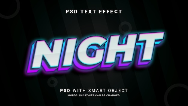 PSD 3d night text effect