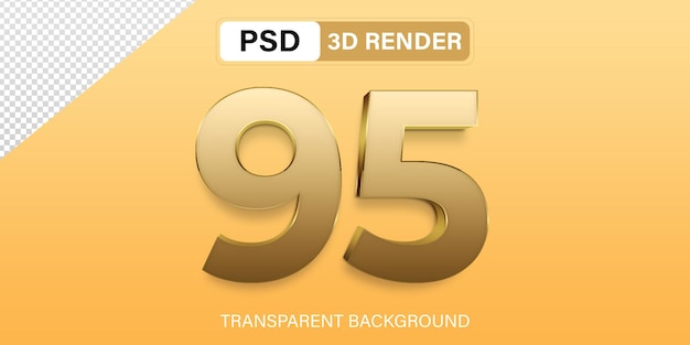 3d 95번은 투명한 배경에 고립된 황금색입니다.