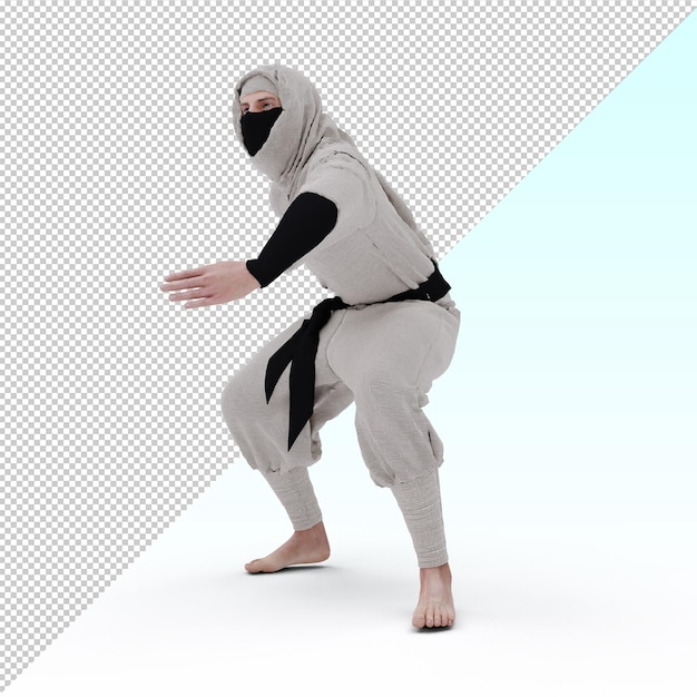 PSD guerriero ninja 3d isolato