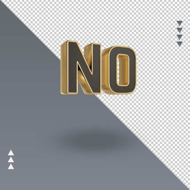 PSD 3d no black gold text rendering left view