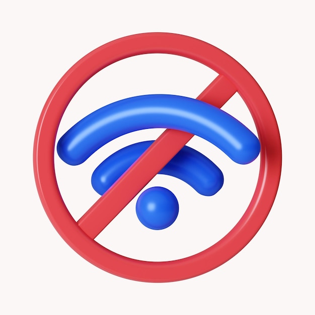 3d no internet connection concept with wifi icon isolated on white background 3d rendering illustration clipping path