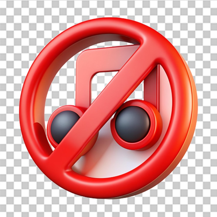 PSD 3d no music illustration no speaker no sound icon prohibition sign trendy and modern vector in 3d style