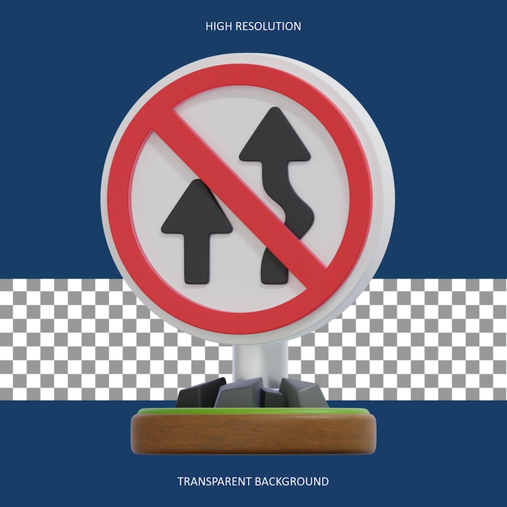 PSD 3d no overtaking traffic sign
