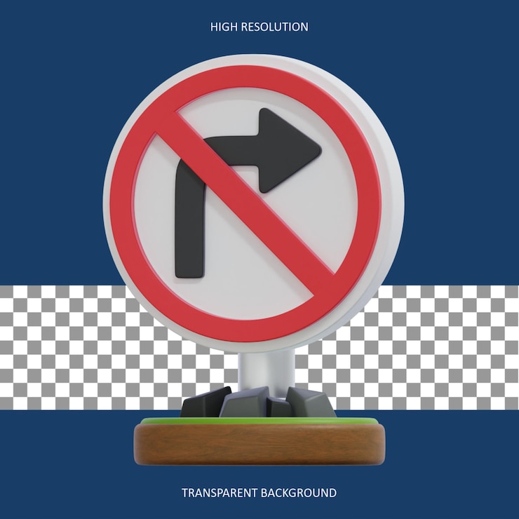 PSD 3d no right turn sign
