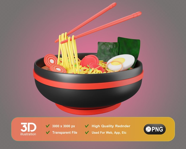 PSD 3d noodles ramen m 3d food meals icons illustration