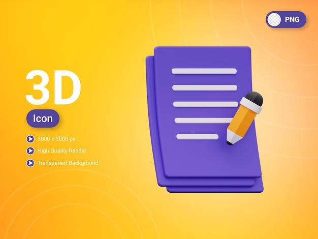 3d note with pencil icon